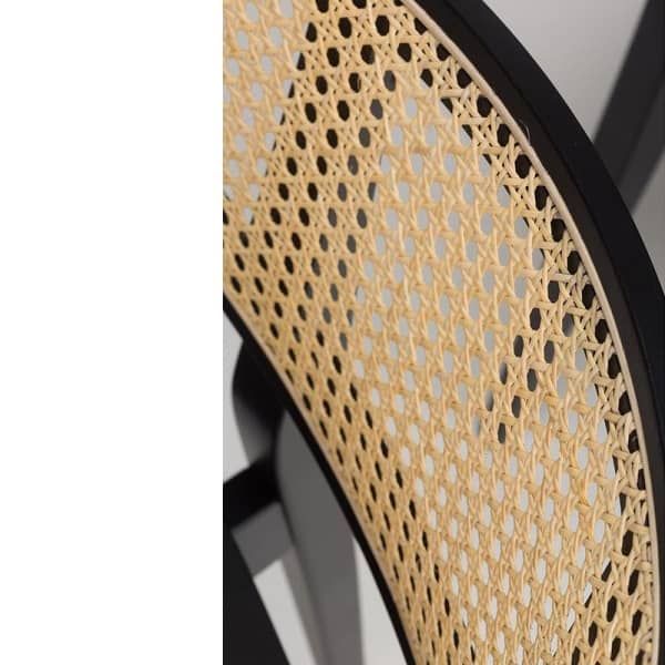 Gordona Satin Black Chairs - Cane Back - Detailed