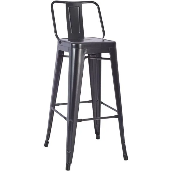 Paris In / Outdoor Metal High Bar Stools With Back - Black