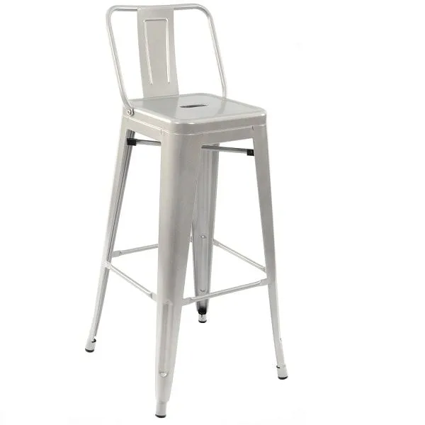 Paris In / Outdoor Metal High Bar Stools With Back - Grey