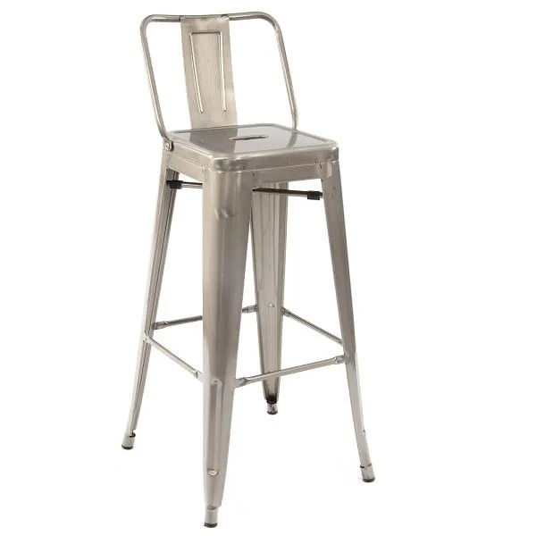 Paris In / Outdoor Metal High Bar Stools With Back -Gunmetal