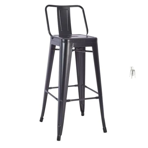 Paris In / Outdoor Metal High Bar Stools With Back